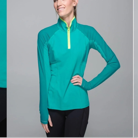 Lululemon Trail Bound 1/2 Zip Blue Tropics Top - Picture 2 of 16